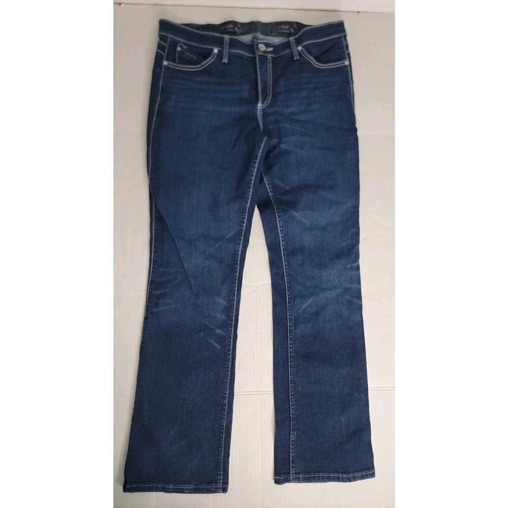 Wrangler Q-Baby Jeans Womens Junior Sz 11/12 Dark Wash Straight Wide Leg WRQ25 - Picture 2 of 8